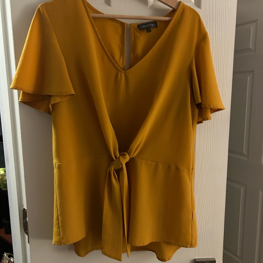 Luxology Mustard Tie-Front Blouse
